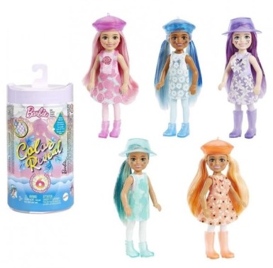 Barbie Color Reveal Renk Değiştiren Sürpriz Chelsea Yağmura Hazır Bebekler HDN76 - Thumbnail