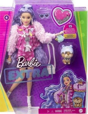 Barbie Extra Mor Saçlı Bebek GXF08 - Thumbnail