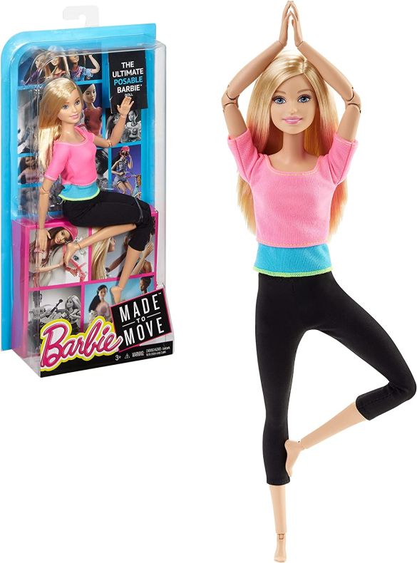 Barbie Infinite Motion Doll, Blonde - Black Leggings, Pink T-Shirt, Blonde Long Hair - DHL82