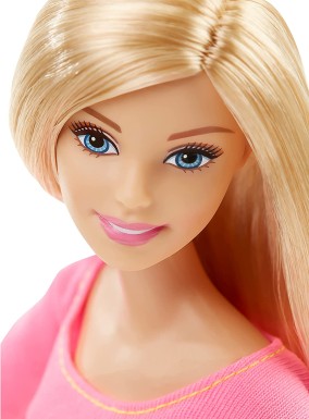 Barbie Sonsuz Hareket Bebeği Sarışın Pembe Tişörtlü DHL82 - Thumbnail