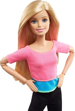 Barbie Sonsuz Hareket Bebeği Sarışın Pembe Tişörtlü DHL82 - Thumbnail
