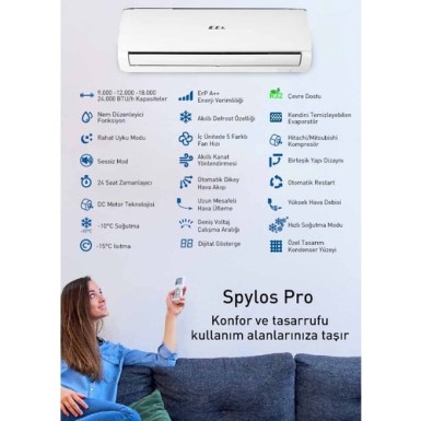 ECA SPYLOS PRO ESA1509A100 8.870 Btu/h A++ Sınıfı R32 Inverter Split Klima - Thumbnail