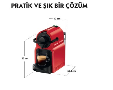 Nespresso C40 Inissia Kapsüllü Kahve Makinesi Kırmızı - Thumbnail