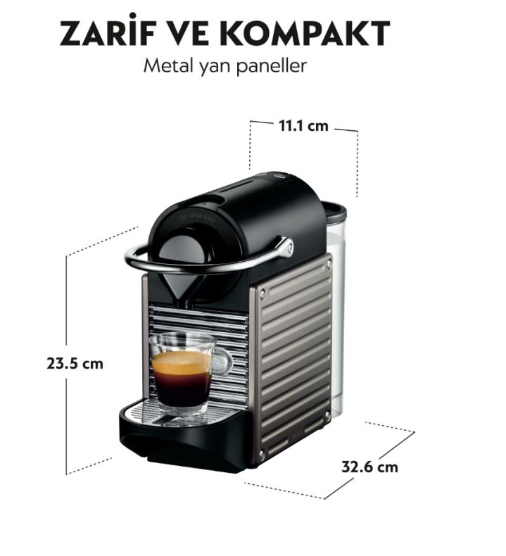 Nespresso C66T Pixie Titan Bundle Kapsüllü Kahve Makinesi Gri