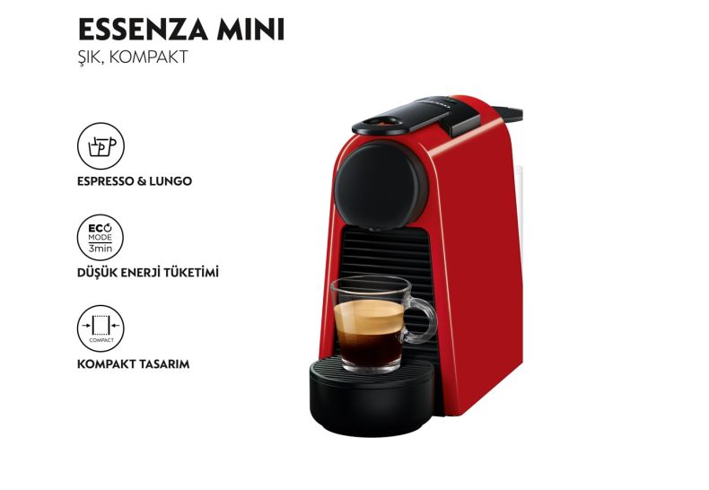 Nespresso Essenza Mini D35 Bundle Kapsüllü Kahve Makinesi Kırmızı