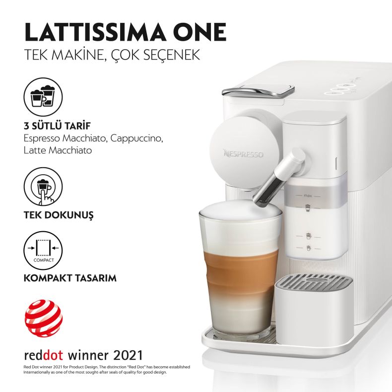 Nespresso F121 Lattissima One Kapsüllü Espresso ve Kahve Makinesi Beyaz