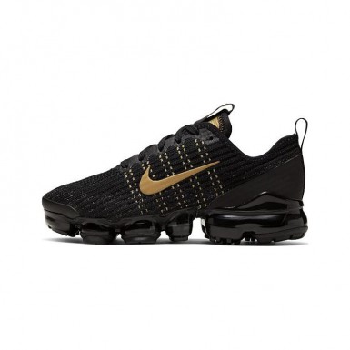 Nike - Nike Air Vapormax Flyknit 3 GS Siyah Metalik Altın Bq5238 004 Ayakkabı