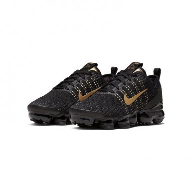 Nike Air Vapormax Flyknit 3 GS Siyah Metalik Altın Bq5238 004 Ayakkabı - Thumbnail