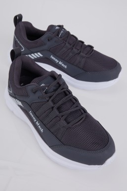 Tonny Black - Tonny Black Unisex Füme Bağcıklı Rahat Kalıp Nefes Alabilen Kumaş Sneaker