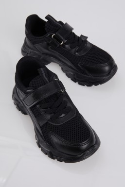 Tonny Black - Tonny Black Unisex Siyah Cırtlı Rahat Kalıp Sneaker